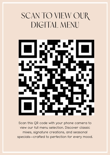 Free Minimalist QR Code Menu Design Template to Edit Online