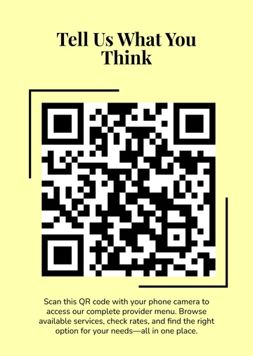 Free QR Code Provider Menu Template to Edit Online