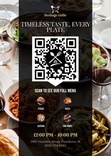 Free Classic Black QR Code Menu Template to Edit Online