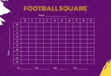 Free 10x10 Football Square Template to Edit Online