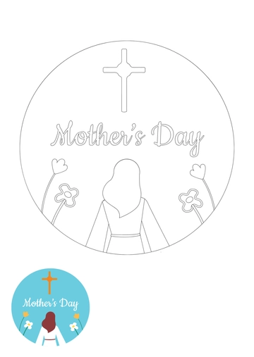 Free Mother's Day Christian Coloring Page Template to Edit Online
