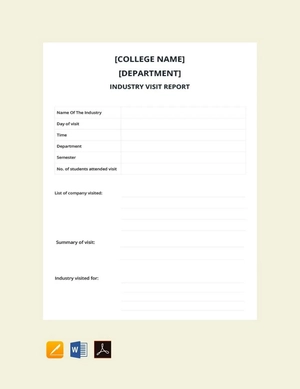 Simple Industry Visit Report Template