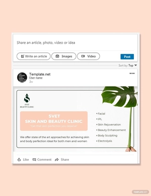 Skin Beauty clinic Linkedin Post Template