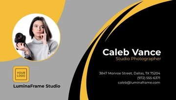 Free Black Photography Studio Business Card Template to Edit Online