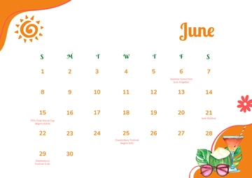Free June 2025 Summer Calendar Template to Edit Online