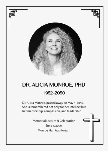 Free Professional Biography Obituary Template to Edit Online