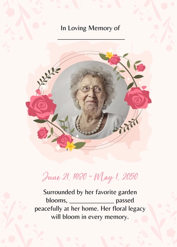 Free Blank Floral Obituary Template to Edit Online
