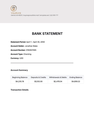 Free Bank Statement Template to Edit Online