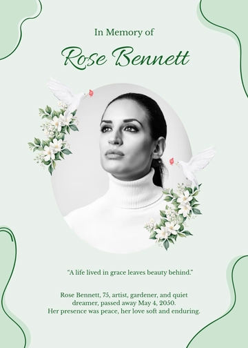 Free Aesthetic Photo Obituary Template to Edit Online