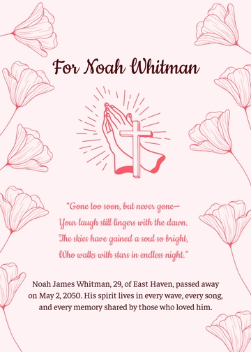 Free Creative Poem Obituary Template to Edit Online