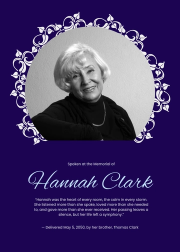 Free Blue Eulogy Obituary Template to Edit Online