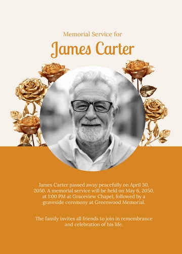 Free Gold Service Obituary Template to Edit Online