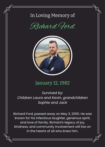 Free Obituary History Template to Edit Online