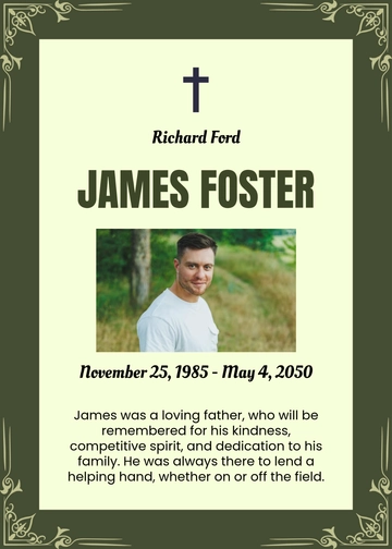 Free Obituary Article Template to Edit Online