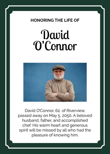 Free Simple Male Obituary Template to Edit Online