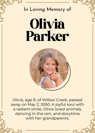 Modern Child Obituary Template to Download