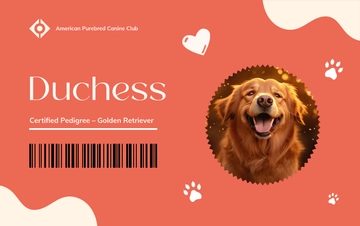 Free Pedigree Dog ID Card Template to Edit Online