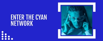 Free Cyan Discord Glitch Banner Template to Edit Online