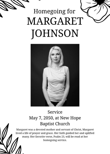 Free White Religious Obituary Template to Edit Online