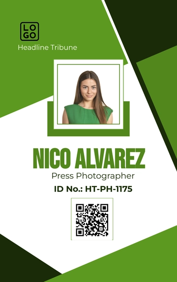 Free Press Photographer ID Card Template to Edit Online