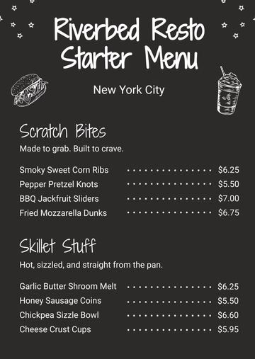 Free Chalkboard Starter Menu Template to Edit Online
