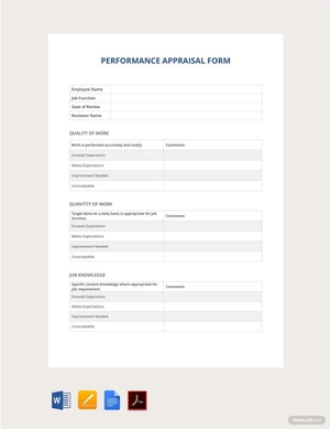 Performance Appraisal Form Template