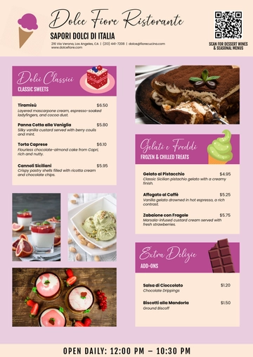 Free Restaurant Dessert Menu Template to Edit Online