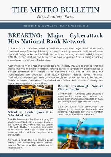 Free Breaking News Paper Template to Edit Online