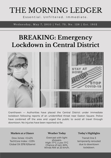 Free Blank Newspaper Breaking News Template to Edit Online