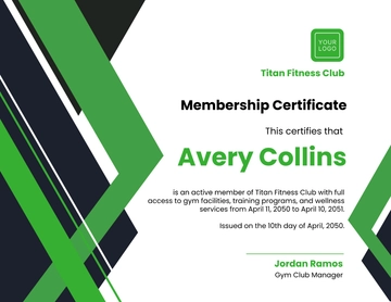 Free Gym Membership Certificate Template to Edit Online