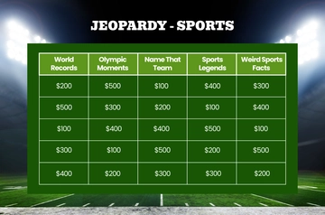 Free Sports Jeopardy Template to Edit Online