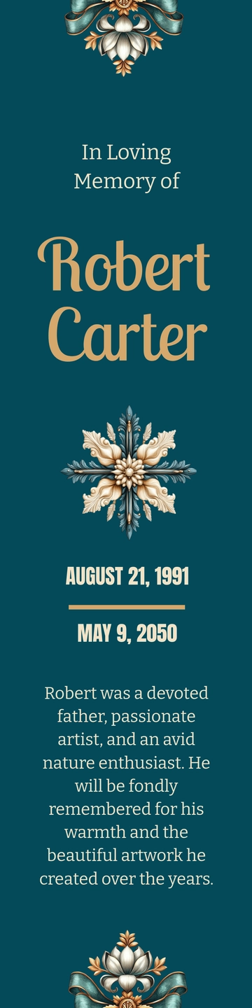 Free Obituary Funeral Bookmark Template to Edit Online