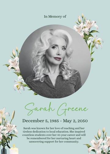 Free Short Obituary Template to Edit Online