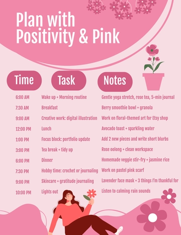 Free Vertical Schedule Template to Edit Online