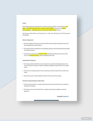 Simple Ad Agency Agreement Template