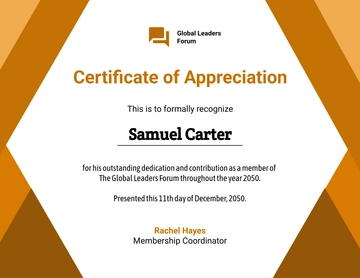 Free Simple Membership Appreciation Certificate Template to Edit Online