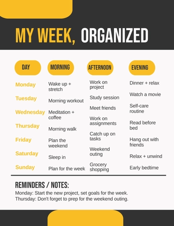 Free Weekly Schedule Template to Edit Online