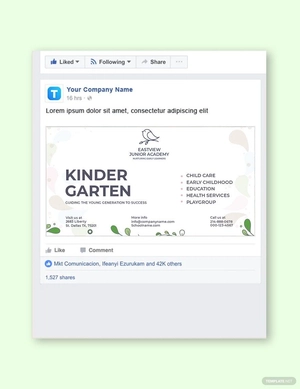 Kindergarten Facebook Post Template