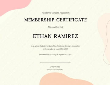 Free Aesthetic Student Membership Certificate Template to Edit Online