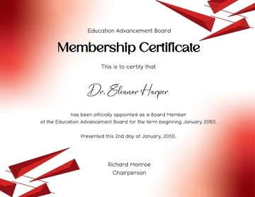 Free Red Board Membership Certificate Template to Edit Online