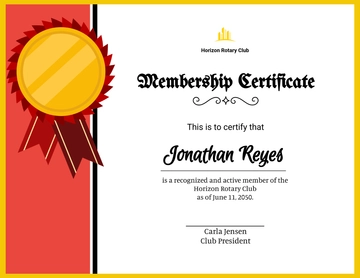 Free Rotary Membership Certificate Template to Edit Online