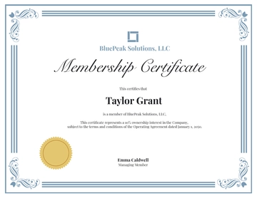 Free LLC Membership Certificate Template to Edit Online