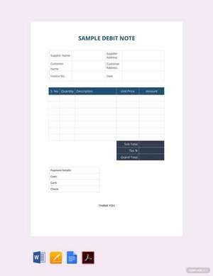 Sample Debit Note Template