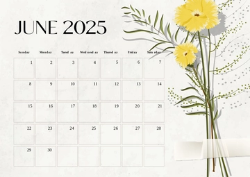 Free Aesthetic June 2025 Calendar Template to Edit Online
