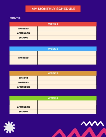 Free Colorful Monthly Schedule Template to Edit Online