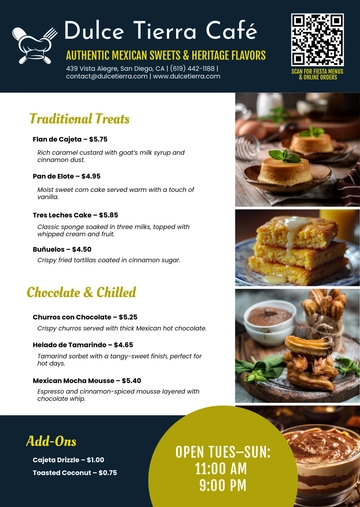 Free Traditional Dessert Menu Template to Edit Online
