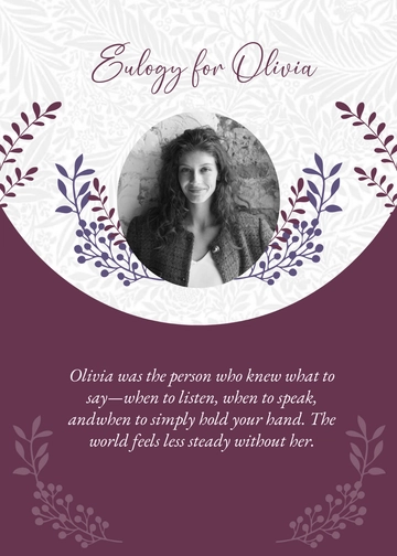 Free Creative Personal Eulogy Template to Edit Online