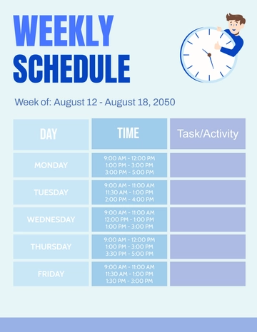 Free Schedule Timetable Template to Edit Online