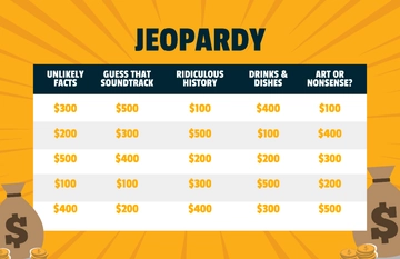 Free Creative Pub Quiz Jeopardy Template to Edit Online