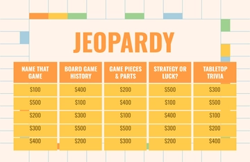 Free Board Game Night Jeopardy Template to Edit Online
